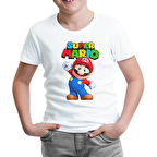 Super Mario - Win Win Beyaz Çocuk Tshirt
