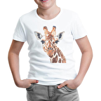 Zürafa - Yüz Beyaz Çocuk Tshirt