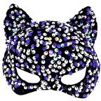 Siyah Kadife Mor Beyaz Pullu Parti Maskesi