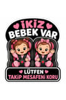 İkiz bebek var oto sticker 18x20 cm