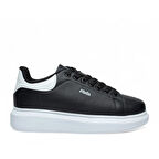 VOLİS Siyah-Beyaz Kalın Taban Günlük Bağcıklı Erkek Sneaker Ayakkabı