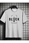 malkoçbey black baskılı oversize unisex basic o yaka t-şhirt