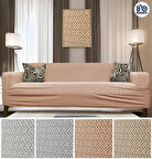 BAQDO Modern Tuğla Desen Koltuk Örtüsü Lastikli Kayma Yapmayan 3 Kişilik Çekyat Kanepe Kılıfı 1 Adet