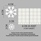 Beyaz Kar Tanesi Cam Sticker Yılbaşı Dekoru/Sticker-Kartanesi Cam Vitrin Süsleme Etiket 34 adet-KRTNS2