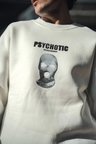 Erkek  iplik pamuklu Kışlık Bisiklet Yaka Baskılı SweatShirt - Beyaz