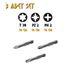 Kupa Tyson Bits Uç Seti 3 Parça - PH2 - PZ2 - TORK - 10 cm.