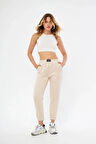 Lesa Wear Yüksel Bel Jogger Şardonlu Eşofman Altı Paçası Lastikli