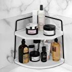 Dekoratif 2 Katlı Raf | Çok Amaçlı Organizer Paslanmaz Çelik & Ahşap Stand – Salon, Mutfak, Banyo, Çalışma Alanı İçin