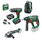 Bosch Easyimpact 18V-40 2x2.0 Ah + UniversalGrind 18V-75 + Universalhammer 18V + Sırt Çantası