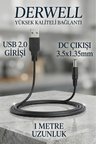USB to DC 3.5x1.35mm 5V Güç Şarj Kablosu 1 Metre Modem Router Fan Mini Hoparlör Masa Lambası Akıllı Diş Fırçası Uyumlu Adaptör Çevirici Besleme Kablosu