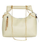 Zincir Askılı Deri Çanta-KREM