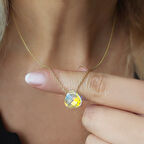 Vaoov 925 Ayar Gümüş Damla Şampanya Rengi Swarovski Taşlı Kolye