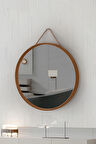 Mirora Yuvarlak Dekoratif Duvar Aynası | Boyalı Ahşap Çerçeveli | 48cm | Meşe