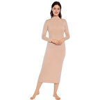 Bambu Kadın Uzun Kol Balıkçı Yaka İçlik Elbise Kod-1015