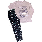 Desenli Uzun Kolu Pantolonlu Erkek Çocuk Pijama Takımı 3102