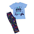 Desenli Kısa Kolu Pantolonlu Erkek Çocuk Pijama Takımı 3206