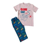 Desenli Kısa Kolu Kapri Pantolonlu Erkek Çocuk Pijama Takımı 3301