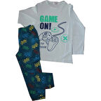 New Team Desenli Uzun Kolu Pantolonlu Erkek Çocuk Pijama Takımı 3106