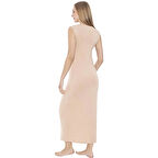 Bambu Kadın Sifir Yaka Sifir Kol Uzun İçlik Elbise Kod-1017