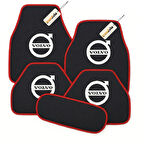 Antrasit Kırmızı Renk Volvo Logolu Kaymaz Oto Halı Paspas Takımı 5 Parça – Şık ve Dayanıklı Araç İçi Zemin Koruma Seti