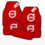 Kırmızı Renk Volvo Logolu Kaymaz Oto Halı Paspas Takımı 5 Parça – Şık ve Dayanıklı Araç İçi Zemin Koruma Seti