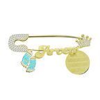 Vaoov 925 Ayar Gümüş Bebek Ayağı Ve Taçlı İsimli Bebek İğnesi