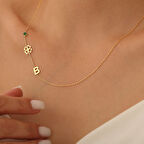 Vaoov 925 Ayar Gümüş Yonca ve Harf Kolye