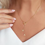 Vaoov 925 Ayar Gümüş Çift Harfli Sallantılı Kalp Kolye