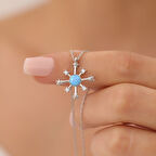 Vaoov 925 Ayar Gümüş Opal Taşlı Kutup Yıldızı Kolye