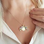 Vaoov 925 Ayar Gümüş Açılan İsimli Gold Çiçek Kolye