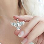 Vaoov 925 Ayar Gümüş Taşlı Anka Kuşu Kolye