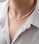 Vaoov 925 Ayar Gümüş İsimli Kadın Hediye İnci Kolye