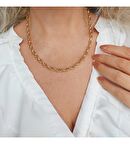 Vaoov Altın Kaplama Oval Zincir Kolye