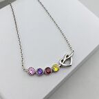 Kadın 925 Ayar Gümüş Sonsuz Aşk Renkli Taşlı Kolye