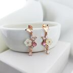 Vaoov 925 Ayar Gümüş Pembe Taşlı Kelebek Küpe