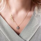 Vaoov 925 Ayar Gümüş Büyük Boy Nazarlı İsim Kolye