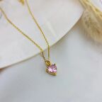 Vaoov 925 Ayar Gümüş Pembe Kalp Kolye