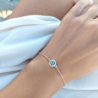 Vaoov 925 Ayar Gümüş Rose Nazar Bileklik