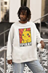 Pikaçu Baskılı Unisex Oversize Pokemon Çizgi Film Sweatshirt