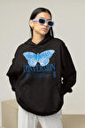 Tasarım Conversion Baskılı Unisex Oversize Kelebek Hoodie