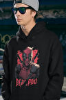 Tasarım Deadpool Baskılı Unisex  Oversize Marvel Hoodie