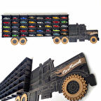 Woodbu Ahşap Eskitme Siyah 40 Araçlık Hobi Araba Rafı