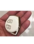 Suzuki ALTO SWİFT BALENO SX4 GRAND VİTARA JİMNY ANAHTAR KORUMA KILIFI BEYAZ/GOLD
