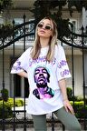 Pamuk Wiz Khalifa Tasarımlı Unisex Beyaz T-shirt