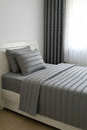 Wave Koleksiyon Gri Tek Kişilik Yatak Örtüsü Seti 160x230 cm + 2 Yastık Kılıfı