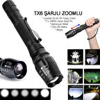 Profesyonel Tx6 Şarjlı Zoomlu El Feneri Watton Wt-241
