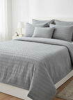 Waves Koleksiyon Gri Yatak Örtüsü Seti - 260x250 cm + 4 Yastık Kılıfı