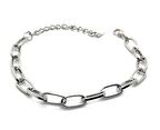 Gümüş Kaplama Zarif Oval Dikdörtgen Zincir Bileklik