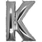 K Harf Folyo Balon Gümüş Renk 40 inç