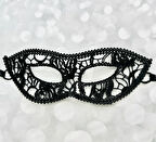 Siyah Renk Model Dantel İşleme Parti Maskesi 12 No